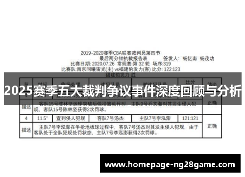 2025赛季五大裁判争议事件深度回顾与分析